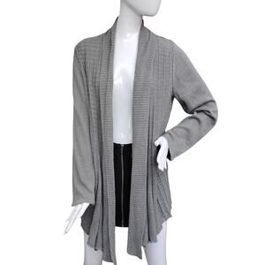 Croft & Barrow Open Cardigan Medium Fine Knit Gray Long Sleeve Drapes on Front